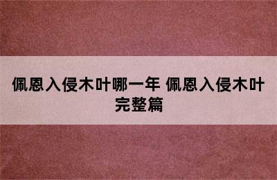 佩恩入侵木叶哪一年 佩恩入侵木叶完整篇